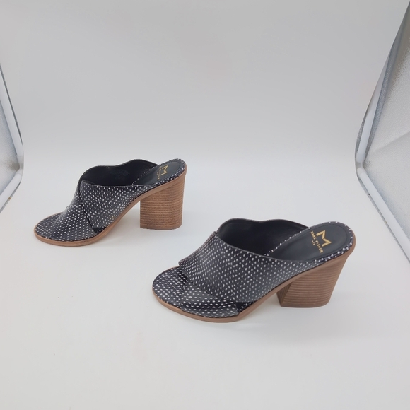 Women's Black and White Polka Dot Heeled Mules Mivolla By Marc Fisher - Picture 3 of 9